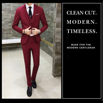 3-Piece Suit Jacket Trouser Vest Menswear, BuckyDrop