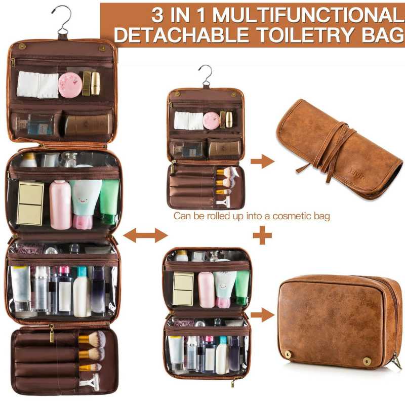 3-in-1 Faux Leather Wash Bag – Travel Toiletry Organizer,BuckyDrop