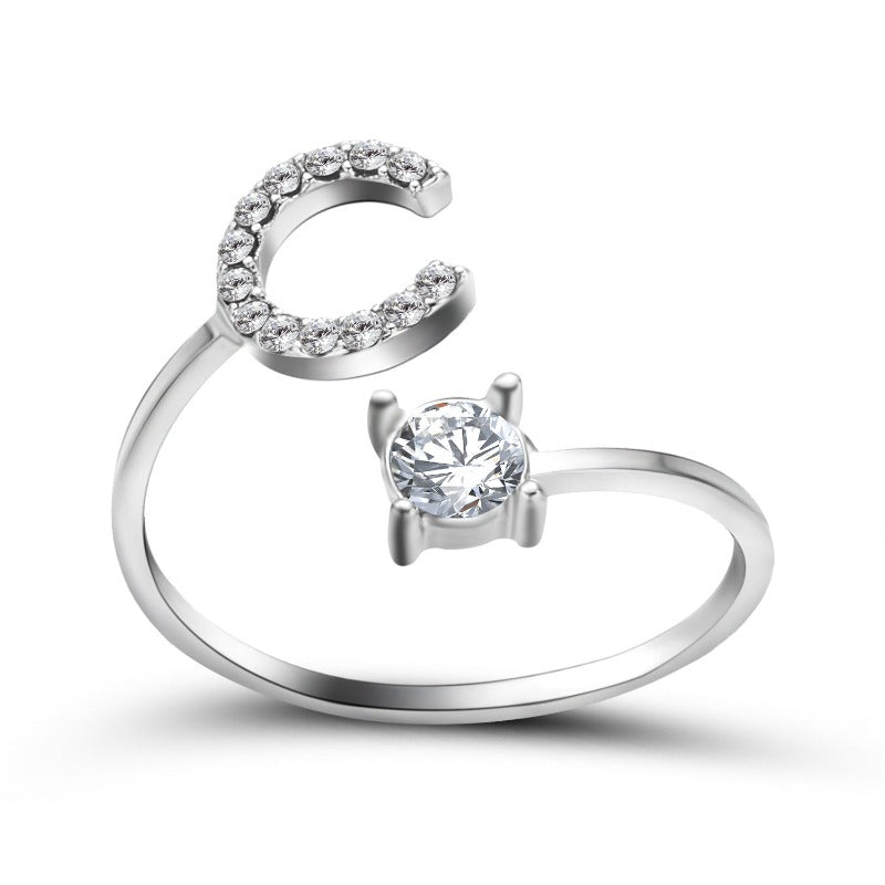 Women's Letter Ring 'Initial' with Zirconia - A.A.Y FASHION