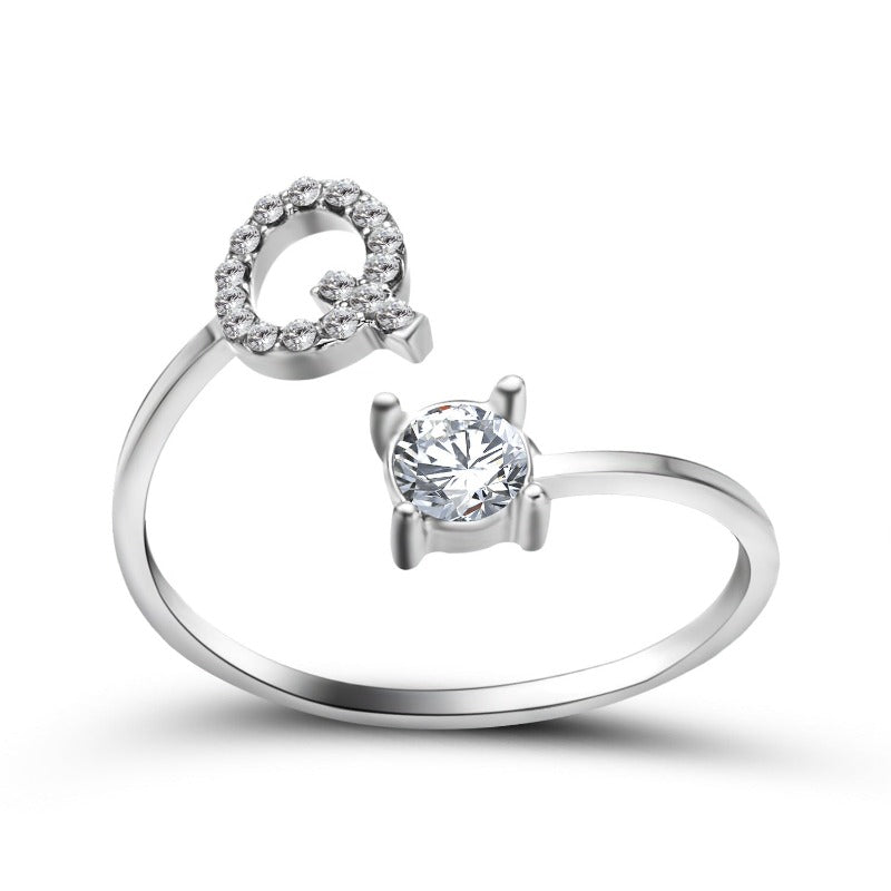 Women's Letter Ring 'Initial' with Zirconia - A.A.Y FASHION