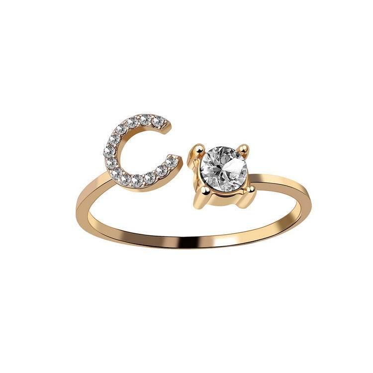 Women's Letter Ring 'Initial' with Zirconia - A.A.Y FASHION