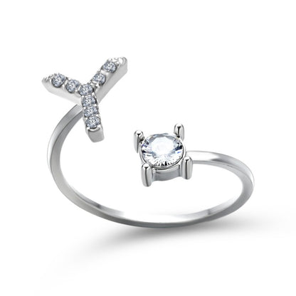 Women's Letter Ring 'Initial' with Zirconia - A.A.Y FASHION