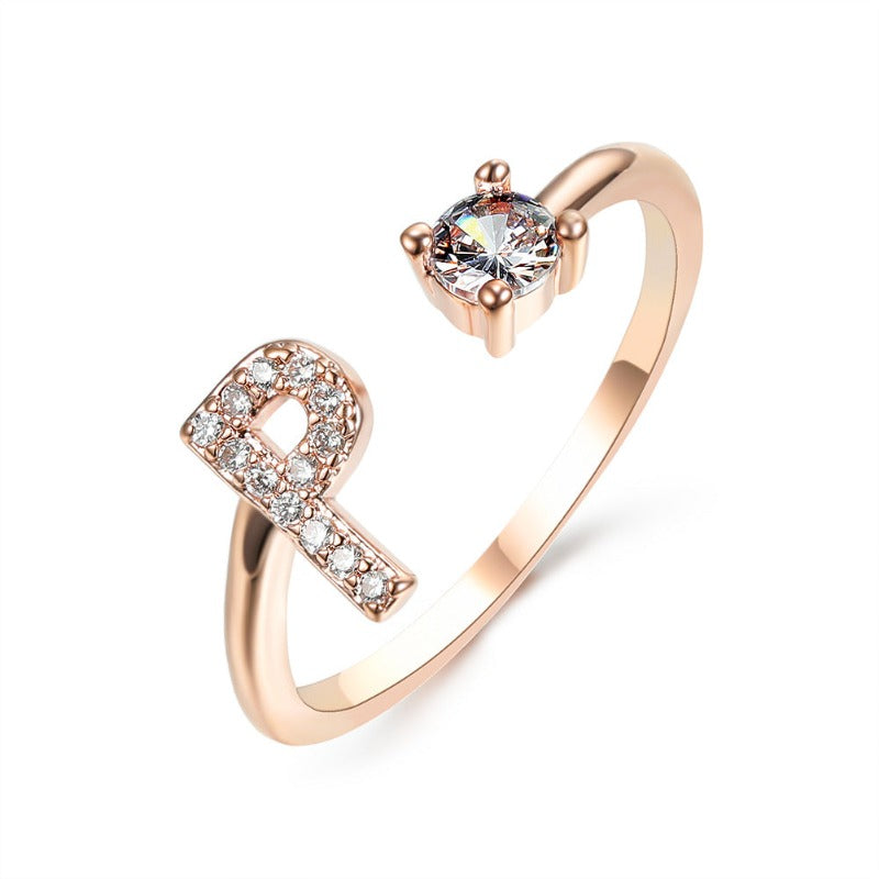 Women's Letter Ring 'Initial' with Zirconia - A.A.Y FASHION