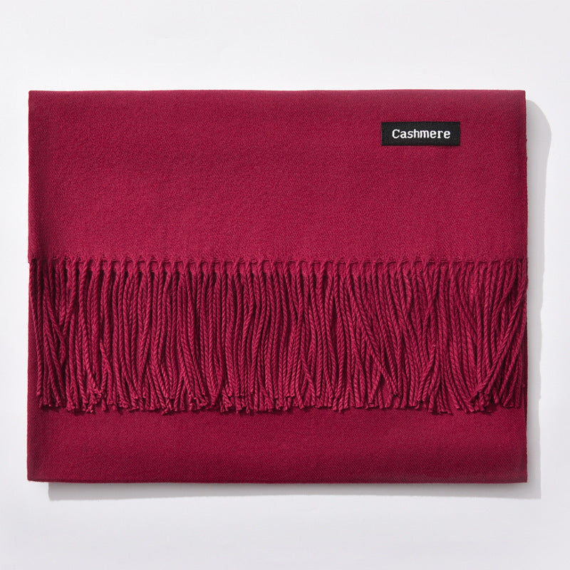 Fringed Cashmere Autumn Winter Scarf - Solid Colors - A.A.Y FASHION