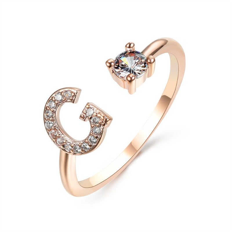 Women's Letter Ring 'Initial' with Zirconia - A.A.Y FASHION