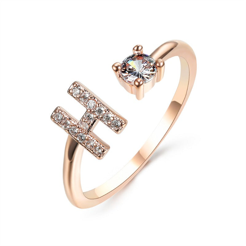 Women's Letter Ring 'Initial' with Zirconia - A.A.Y FASHION