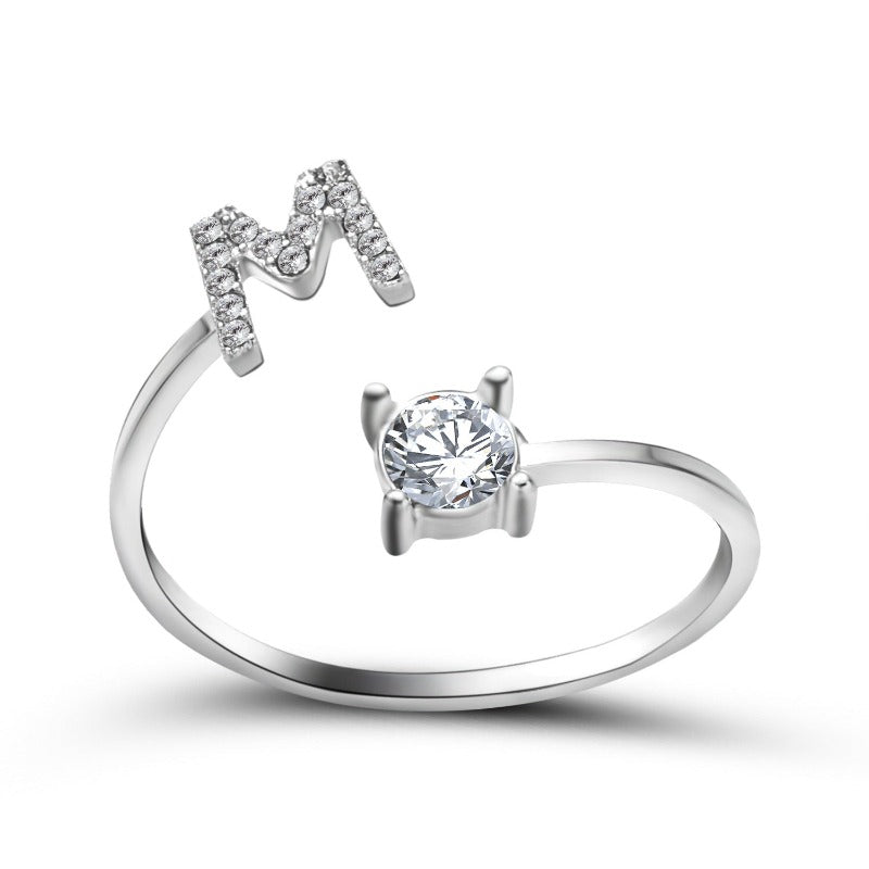 Women's Letter Ring 'Initial' with Zirconia - A.A.Y FASHION