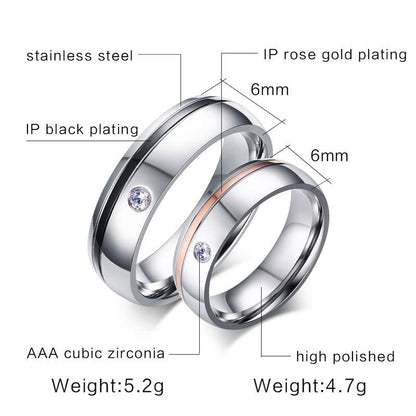 Titanium Steel Silver Couple Rings - A.A.Y FASHION