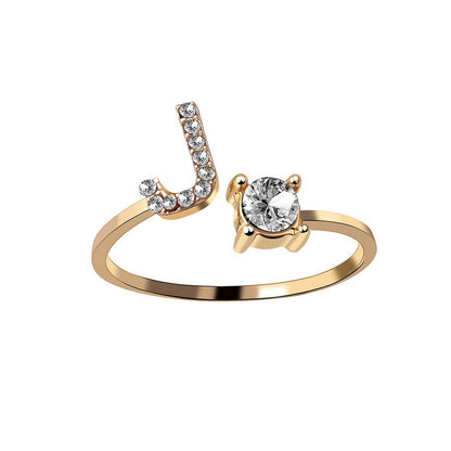 Women's Letter Ring 'Initial' with Zirconia - A.A.Y FASHION