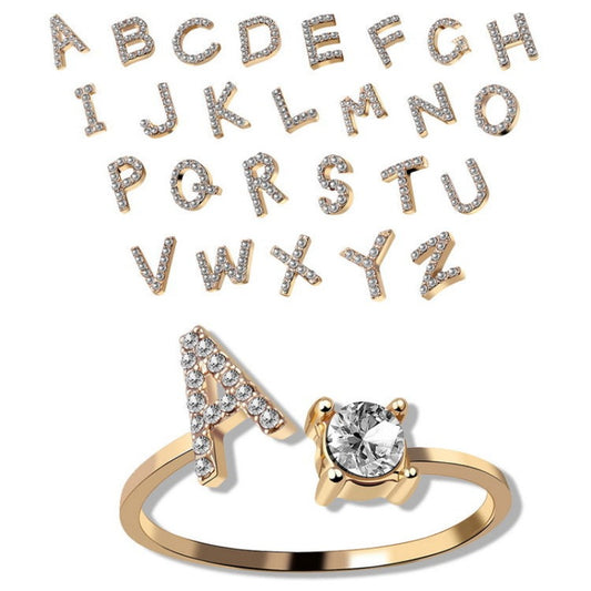 Women's Letter Ring 'Initial' with Zirconia - A.A.Y FASHION