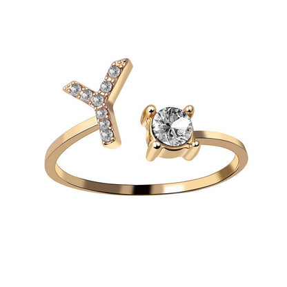 Women's Letter Ring 'Initial' with Zirconia - A.A.Y FASHION