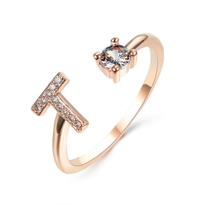 Women's Letter Ring 'Initial' with Zirconia - A.A.Y FASHION