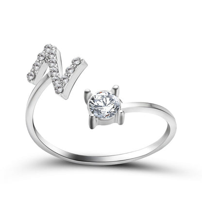 Women's Letter Ring 'Initial' with Zirconia - A.A.Y FASHION