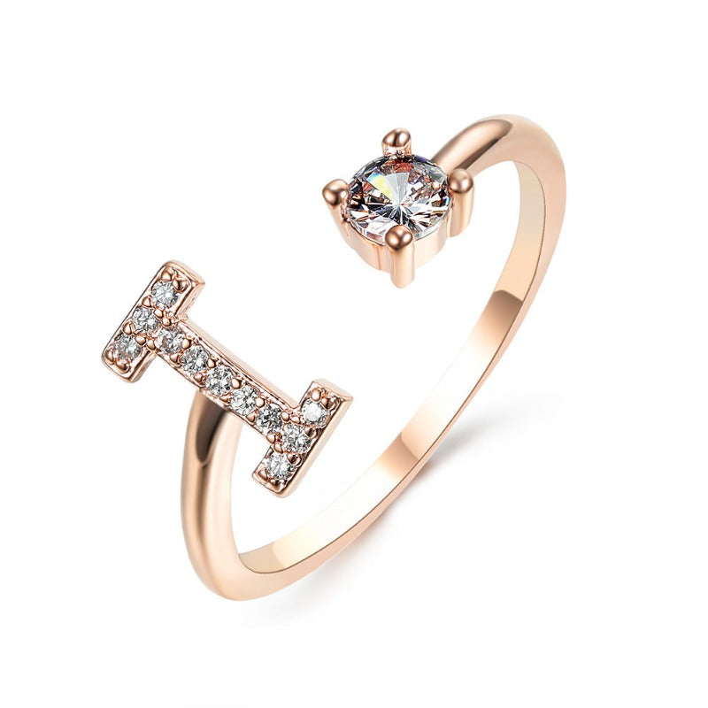 Women's Letter Ring 'Initial' with Zirconia - A.A.Y FASHION