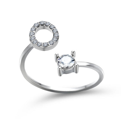 Women's Letter Ring 'Initial' with Zirconia - A.A.Y FASHION