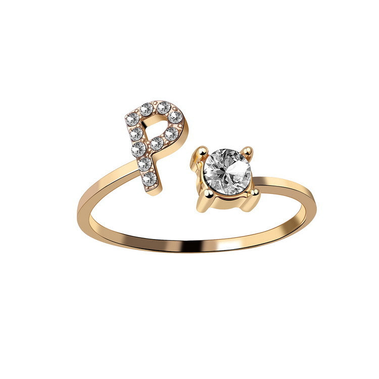 Women's Letter Ring 'Initial' with Zirconia - A.A.Y FASHION