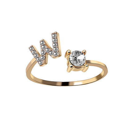 Women's Letter Ring 'Initial' with Zirconia - A.A.Y FASHION