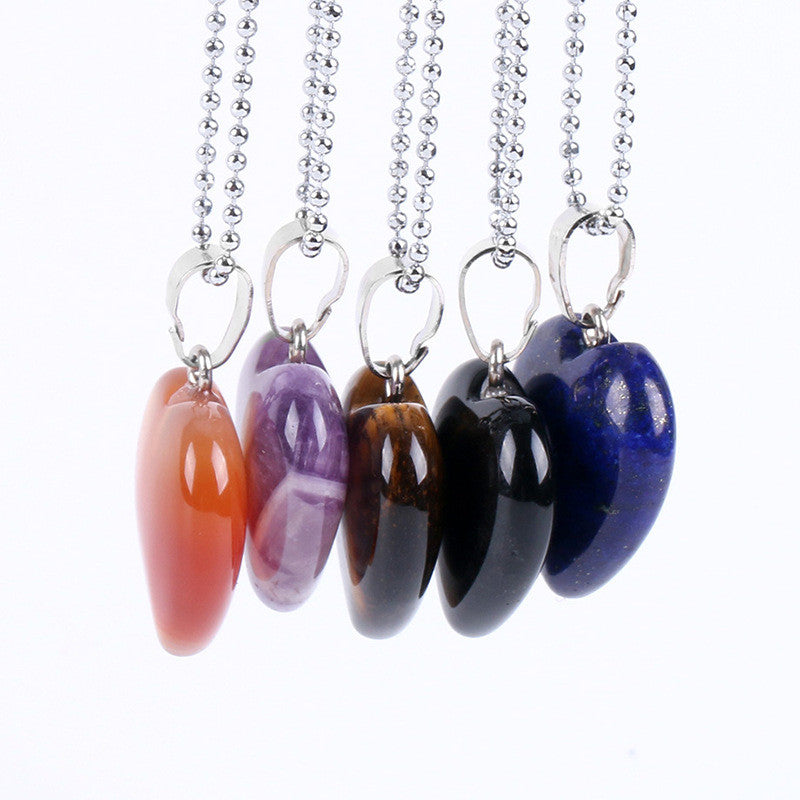 Natural Gemstone Heart Drop Pendant Necklace, Yiwu Cujia Trade Co., Ltd