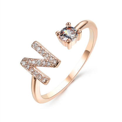 Women's Letter Ring 'Initial' with Zirconia - A.A.Y FASHION