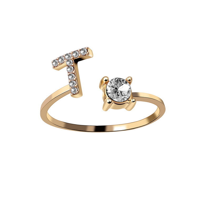 Women's Letter Ring 'Initial' with Zirconia - A.A.Y FASHION