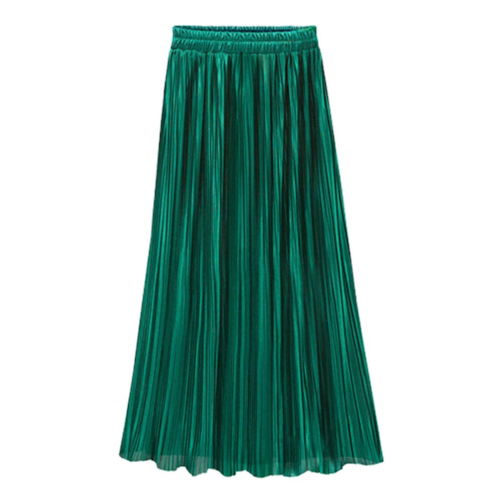 Women's Satin Like Pleated Maxi Skirt - A.A.Y FASHION