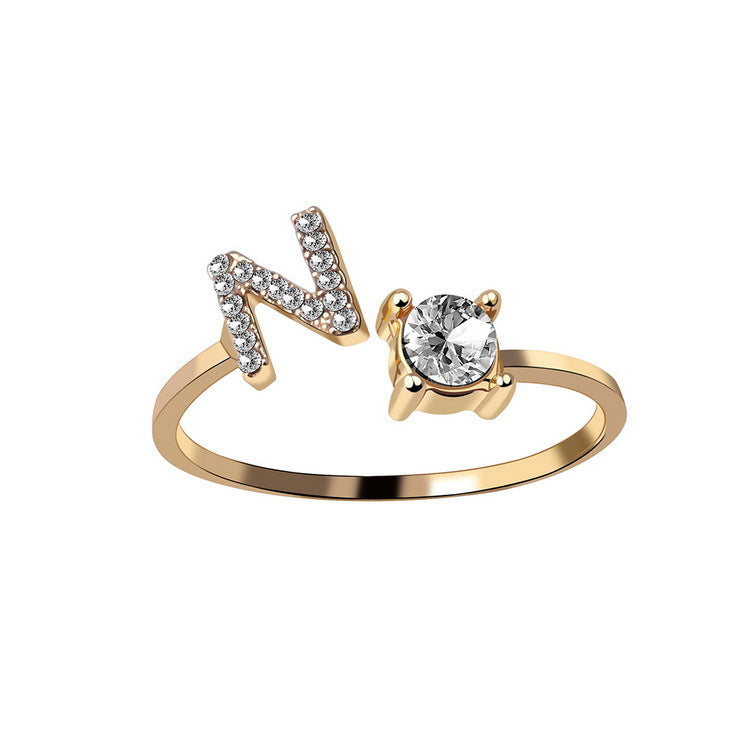 Women's Letter Ring 'Initial' with Zirconia - A.A.Y FASHION