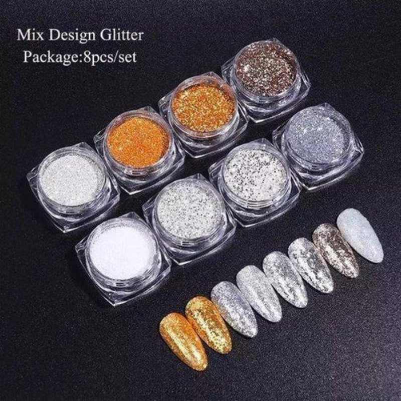 8 Box Mix Glitter Nail Art Powder Flakes Set, Heyang Industrial Co., Ltd