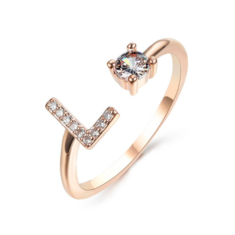 Women's Letter Ring 'Initial' with Zirconia - A.A.Y FASHION