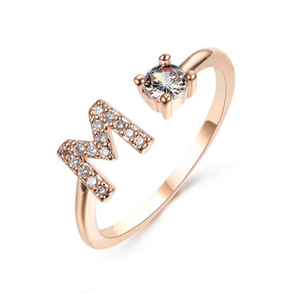 Women's Letter Ring 'Initial' with Zirconia - A.A.Y FASHION