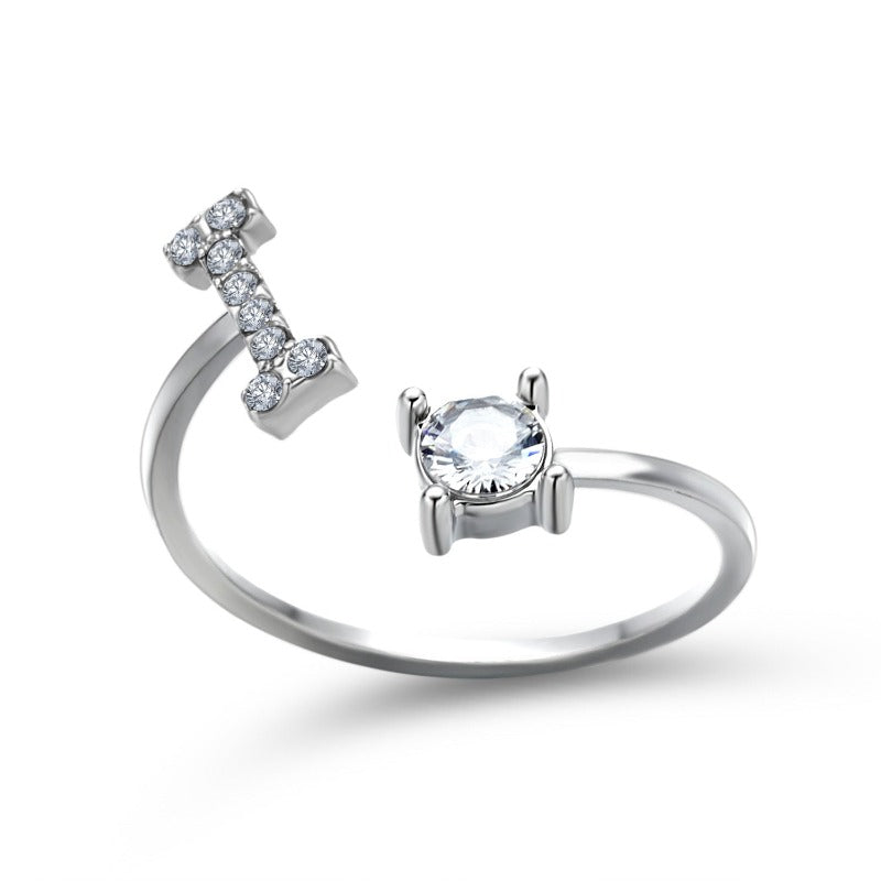 Women's Letter Ring 'Initial' with Zirconia - A.A.Y FASHION