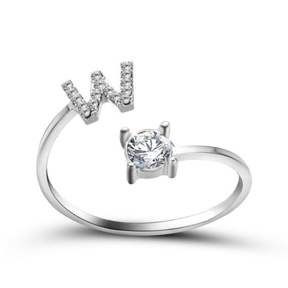 Women's Letter Ring 'Initial' with Zirconia - A.A.Y FASHION