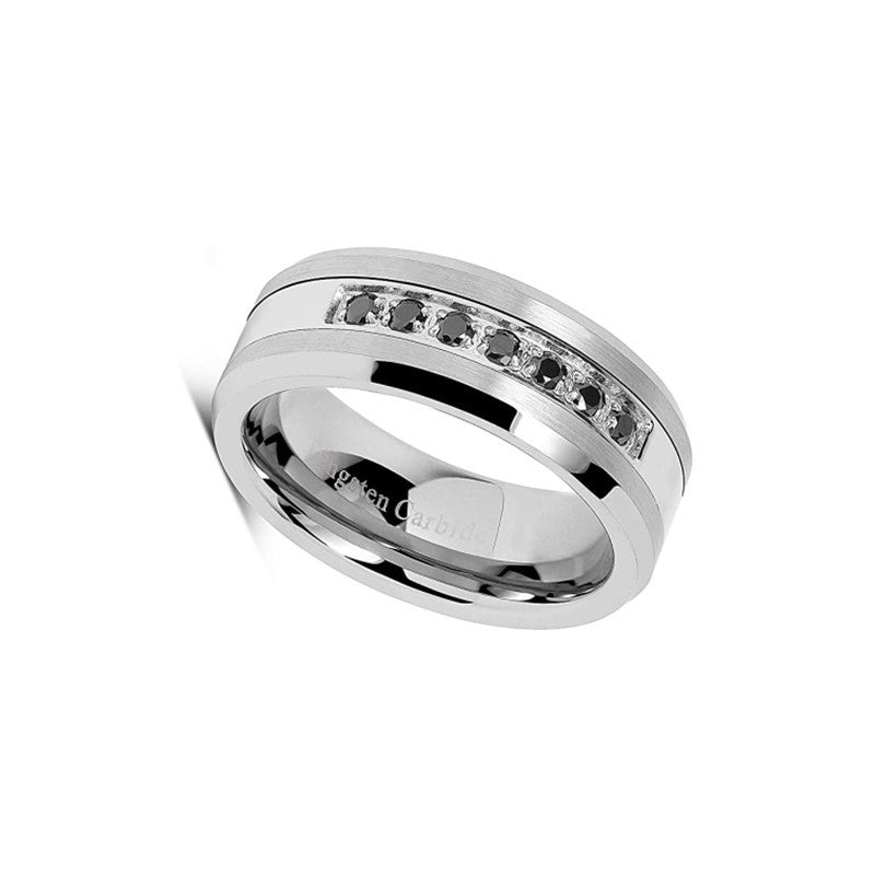 Silver Tungsten Diamond Wedding Ring for men and women - A.A.Y FASHION