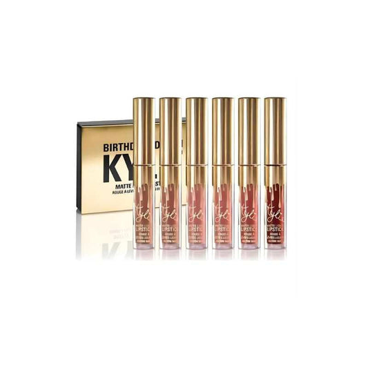 AAY - Kit de labios Kylie Jenner Birthday Gold Edition, set de regalo de 6 piezas