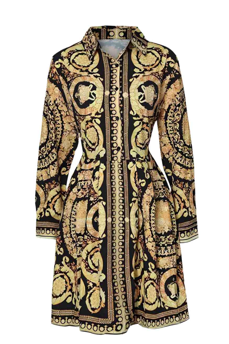 A.A.Y - Satin Cardigan Dress Gold Baroque 