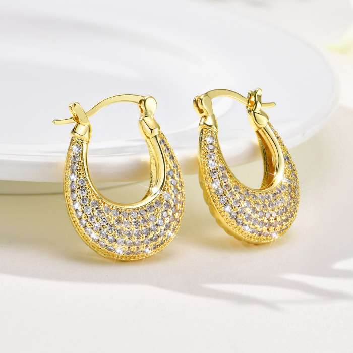 A.A.Y - 18k Gold-Plated Zircon Hoop Earrings