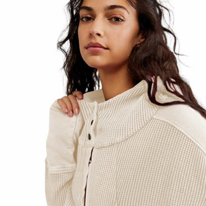 A.A.Y - Beige Ribbed Zip Up Hooded Cardigan