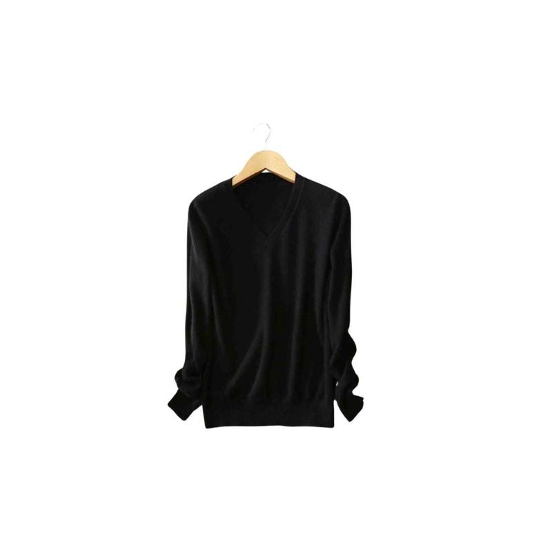 A.A.Y - Black V-Neck Cashmere Wool Knit Sweater