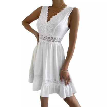 A.A.Y - Cotton Backless Lace Mini A-Line Dress