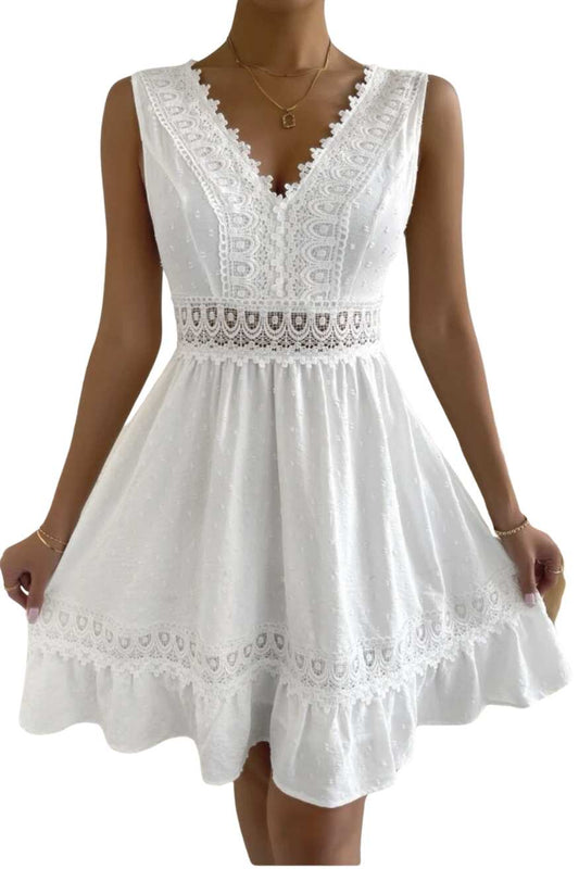 A.A.Y - Cotton Backless Lace Mini A-Line Dress