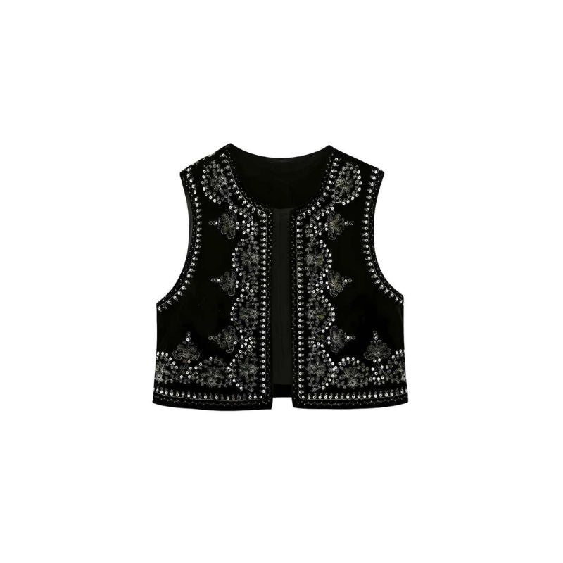 A.A.Y - Ladies Embroidered Velvet Vest 