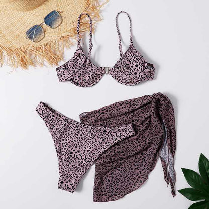 A.A.Y - Leopard Three-Piece Skirt Bikini Set