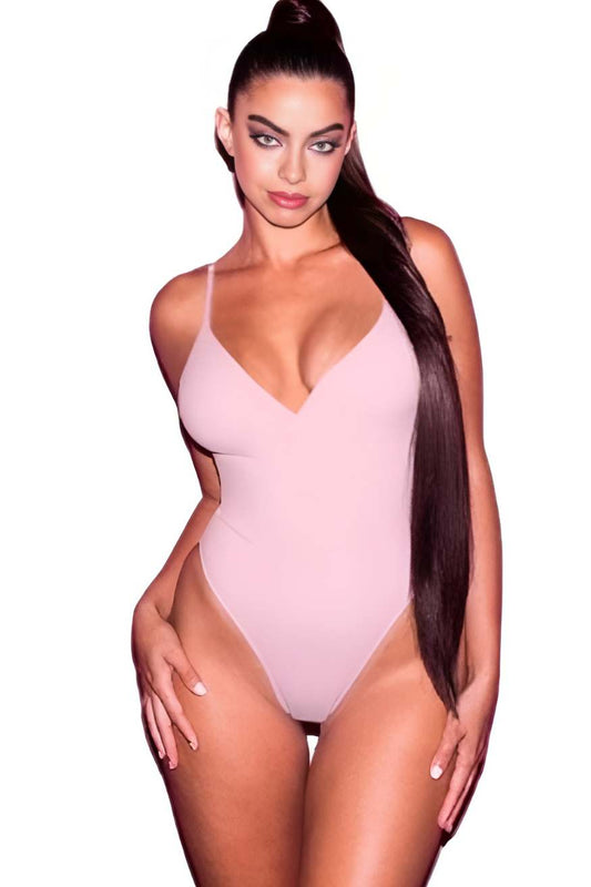 A.A.Y - Pink High Cut One-piece Solid Color Swimsuit