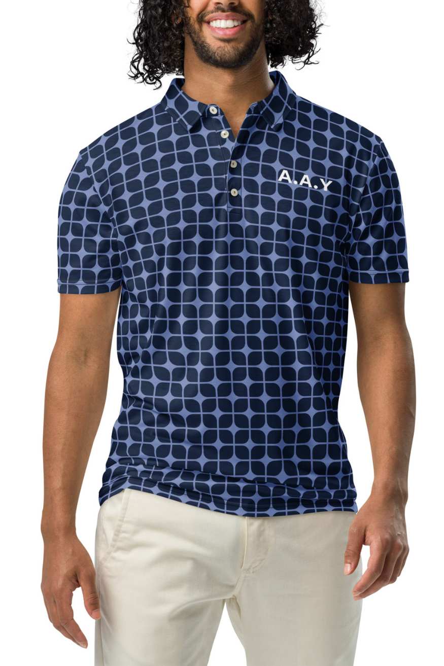 A.A.Y Slim Fit Polo for Men Navy Print