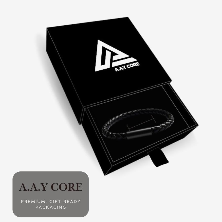 A.A.Y CORE Black Braided Leather Bracelet — Magnetic Clasp , BuckyDrop