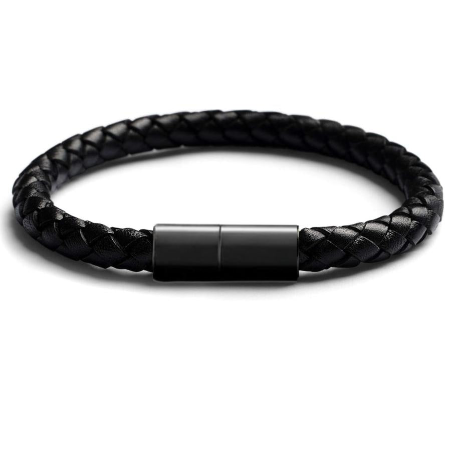 A.A.Y CORE Black Braided Leather Bracelet — Magnetic Clasp , BuckyDrop