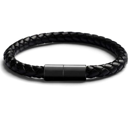 A.A.Y CORE Black Braided Leather Bracelet — Magnetic Clasp , BuckyDrop