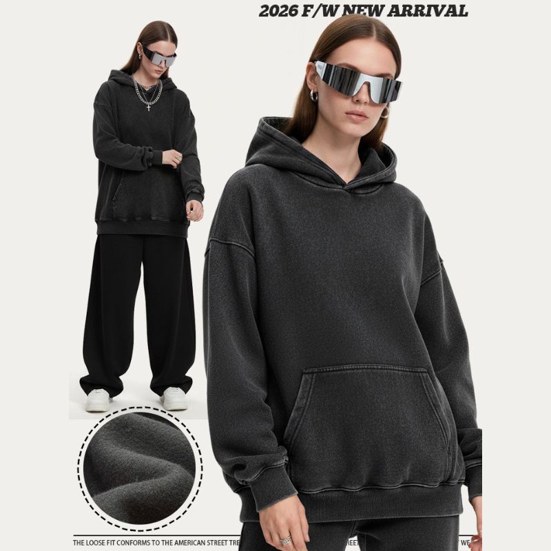 A.A.Y CORE  Black Heavyweight Acid‑Washed Hoodie, PODpartner