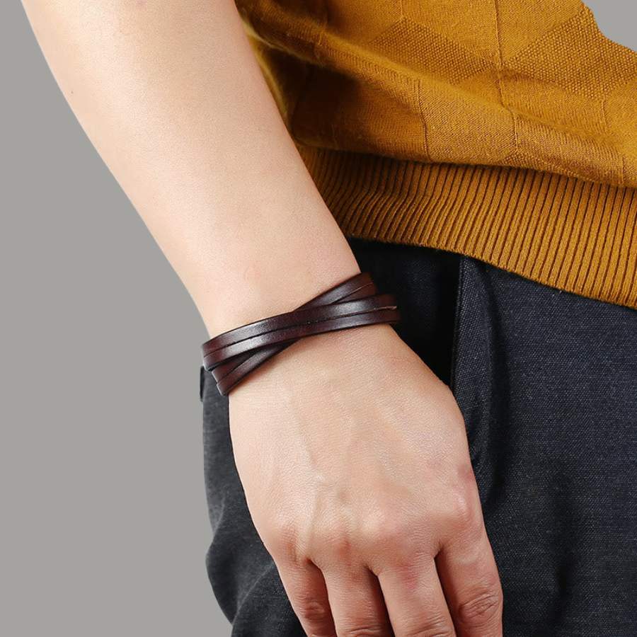 A.A.Y CORE Handmade Leather Wrist Cuff Wrap Bracelet, BuckyDrop
