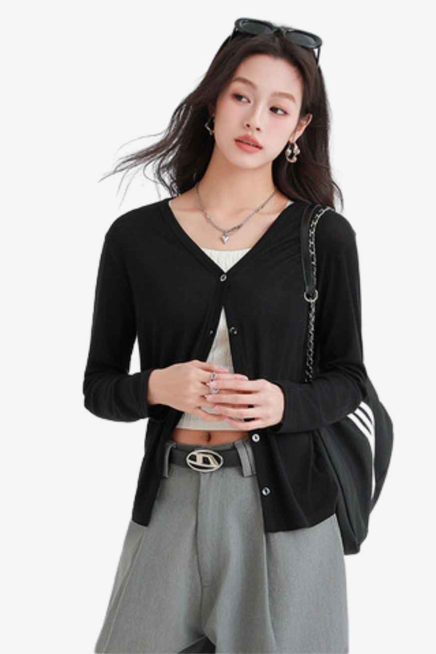 A.A.Y CORE Lightweight V-Neck Cardigan Sweater, BuckyDrop