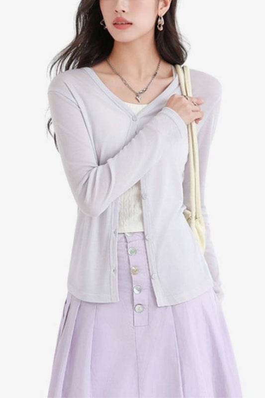 A.A.Y CORE Lightweight V-Neck Cardigan Sweater, BuckyDrop